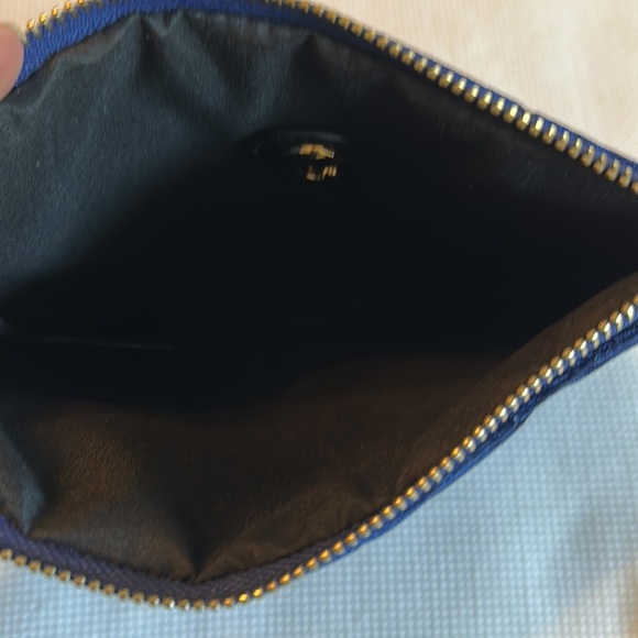 Velvet Dark Blue Woman’s Pouch with Golden Hardware and Zipper - Picture 5 of 13